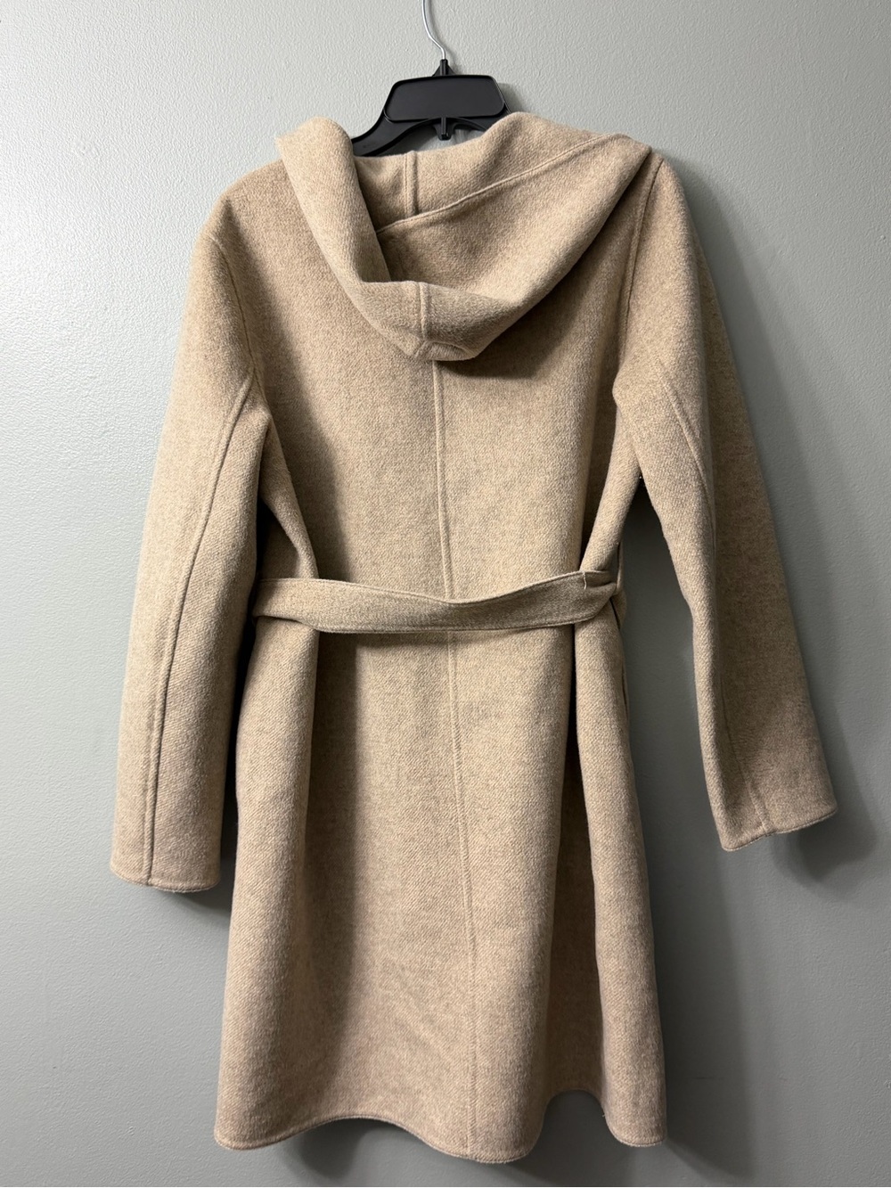 uniqlo tan button front belted  hooded coat Womens Belted Wool-Blend large - Picture 6 of 6